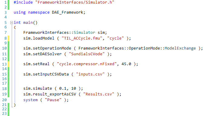 TLK Simulator C/C++ Code C++ Code shows how to load, parametrize, and simulate FMUs with TLK-Simulator for C/C++.